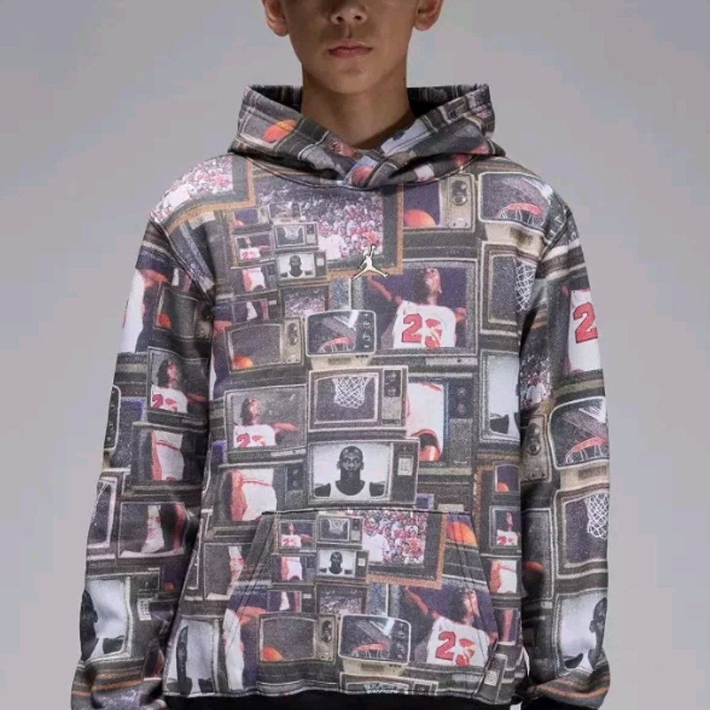 Jordan Set Kids' Brooklyn Printed Fleece Pullover Hoodie Size 5/6 Boys